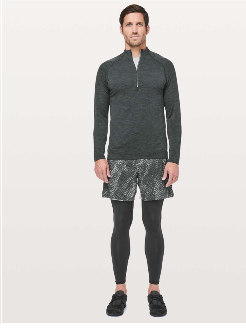 lululemon Surge Short 6" Bleached Herringbone Multi - Black & White - Picture 3 of 11